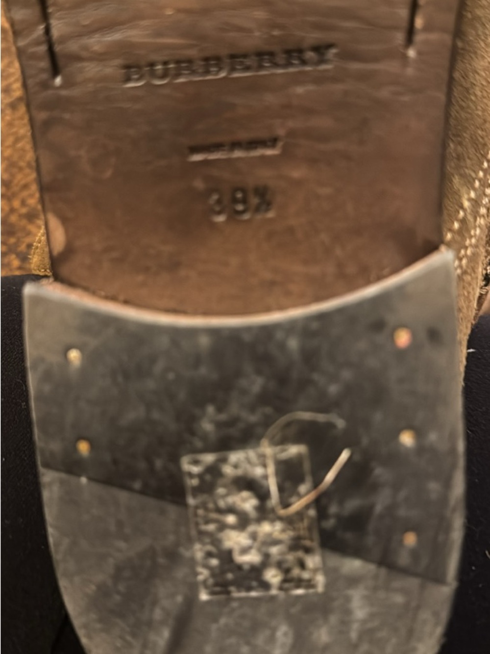 Burberry Brown Suede Men's Mid-Calf Boots with Woven Panels - Picture 3 of 4